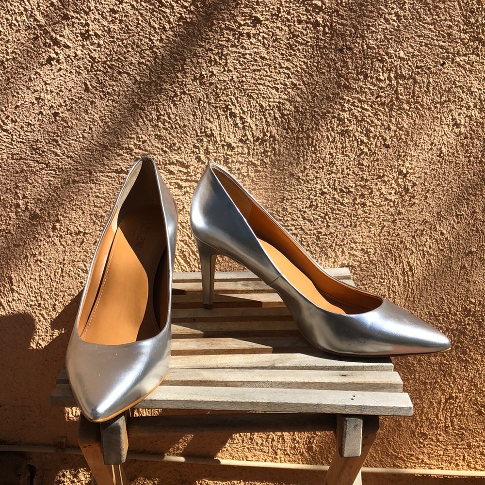 JCrew metallic heels